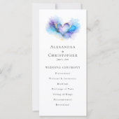 Carte Blue Purple Gold Abstract Heart Wedding Program (Devant)