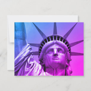 Carte Blue Purple Pop Art Statue Liberty New York Card