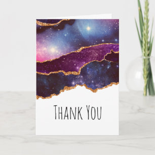 Carte Blue & Purple Space & Stars Moderne Agate Merci