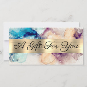 Carte Blue Purple Watercolor Gold Foil Certificat cadeau