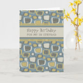 Carte Blue Retro Stepdad Anniversaire (Fleur jaune)