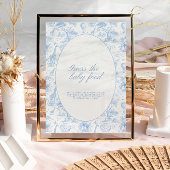 Carte Blue Safari Toile de Jouy Diaper Raffle Sign