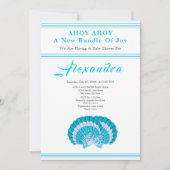Carte Blue Scallop Shell Ahoy c'est un Baby shower garço (Devant)