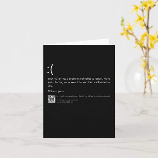 Carte Blue Screen of Death IT Geek Halloween Party DIY C (Fleur jaune)