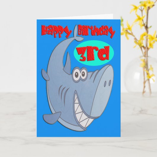 Carte Blue Shark 3e anniversaire (Fleur jaune)