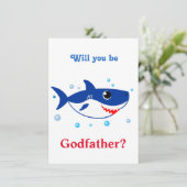 Carte Blue Shark Parrain Proposition pour bébé requin (Debout devant)