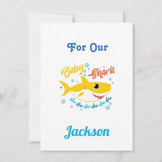 Carte Blue Shark Parrain Proposition pour bébé requin (Dos)
