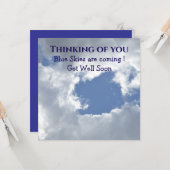 Carte Blue Sky Get Well (Devant/Arrière en situation)