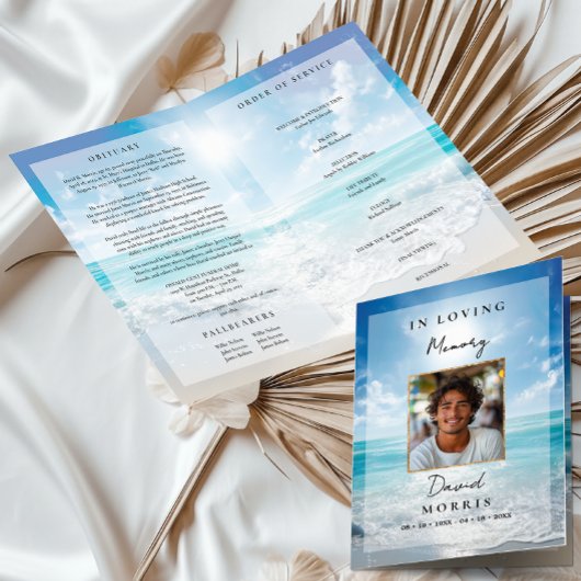 Carte Blue Sky Photo Memorial Funeral Program