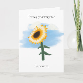 Carte Blue Sky Yellow Sunflower Godgirl Anniversaire