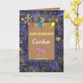 Carte Blue Smoke Gold Moons & Ballons Bonne retraite (Fleur jaune)