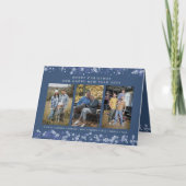Carte Blue Snowflakes Christmas Modern Collage 3 Photos (Devant)