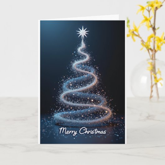 Carte Blue Spiral Tree – Christmas Card (Fleur jaune)