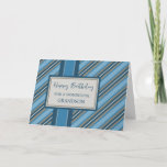 Carte Blue Stripes Grandson Anniversaire<br><div class="desc">Carte d'anniversaire pour petit-fils avec bandes bleues motif et verset réfléchi.</div>