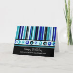 Carte Blue Stripes Grandson Anniversaire<br><div class="desc">Carte d'anniversaire pour petit-fils avec bandes bleues motif et verset réfléchi.</div>