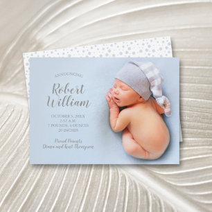 Carte Blue Sweet Baby Photo Annonces de naissance