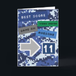 Carte Blue Video Gamer 11e anniversaire<br><div class="desc">Une carte moderne bleu de jeu vidéo 11ème anniversaire pour les garçons. Il dispose d'un pixel jeu vidéo design bleu sur l'avant et l'arrière de la carte. L'intérieur lit un message de carte d'anniversaire de niveau supérieur qui peut être facilement personnalisé si voulu. Cette carte de 11e anniversaire de jeu...</div>
