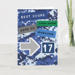 Carte Blue Video Gamer 17e anniversaire<br><div class="desc">Une carte de 17ème anniversaire de joueur bleu cool. Il dispose d'un pixel jeu vidéo design bleu sur l'avant et l'arrière de la carte. L'intérieur lit un message de carte d'anniversaire de niveau supérieur qui peut être facilement personnalisé si voulu. Cette carte de 17ème anniversaire de joueur vidéo ferait grand...</div>