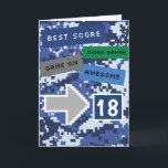 Carte Blue Video Gamer 18e anniversaire<br><div class="desc">Un amusant joueur de vidéo bleu 18ème anniversaire carte pour lui. Il dispose d'un pixel jeu vidéo design bleu sur l'avant et l'arrière de la carte. L'intérieur lit un message de carte d'anniversaire de niveau supérieur qui peut être facilement personnalisé si voulu. Cette carte de 18ème anniversaire de joueur vidéo...</div>