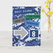 Carte Blue Video Gamer 8e anniversaire (Fleur jaune)