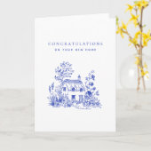 Carte Blue Vintage Cottage Nouvelle Maison Félicitations (Fleur jaune)