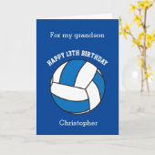 Carte Blue Volleyball 13th Birthday (Fleur jaune)