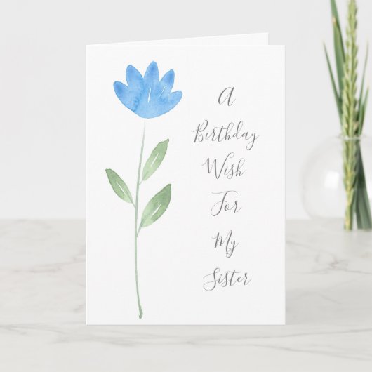 Carte Blue Watercolor Flower (Devant)