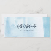 Carte Blue Watercolor Script Modern Cadeau Certificat (Devant)