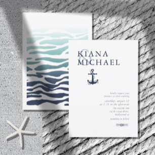 Carte Blue Wave Ancre Mariage Navy/Wht ID836