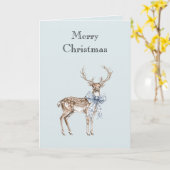 Carte Blue White Bow Christmas Deer (Fleur jaune)