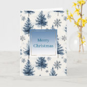 Carte Blue White Christmas Trees Snowflakes (Fleur jaune)