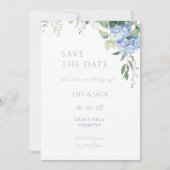 Carte Blue & White Hydrangea Wedding Enregistrer La Cart (Devant)
