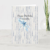 Carte Blue White Stripes Dragonfly Believe (Devant)