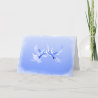 Carte "Blue Willow Doves" 2 ~ Blank Inside Grey Card