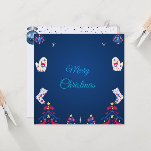 Carte Blue Winter Wishes (Devant/Arrière en situation)