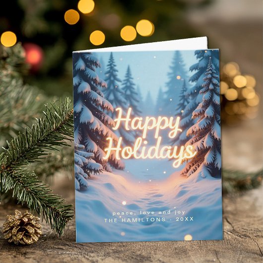 Carte Blue Winter Wonderland Happy Holidays Card