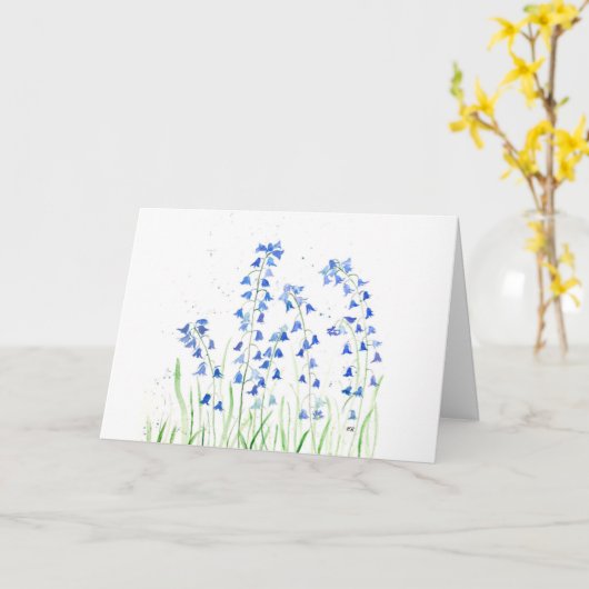 Carte Bluebells fleurs bleues bois aquarelle (Fleur jaune)