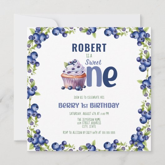 Carte Blueberry Berry Premier anniversaire (Devant)