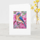 Carte Bluebird Among the Azaleas GREETING CARD (Fleur jaune)