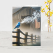 Carte Bluebird Sur La Clôture Agricole (Fleur jaune)