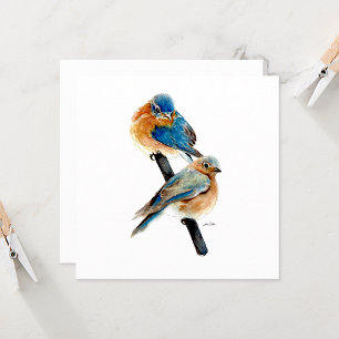 Carte Bluebirds Couple Aquarelle Art