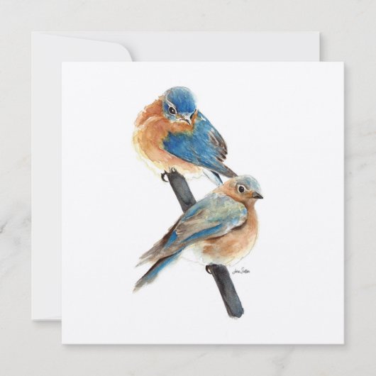 Carte Bluebirds Couple Aquarelle Art (Devant)
