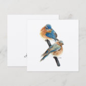 Carte Bluebirds Couple Aquarelle Art (Devant / Derrière)