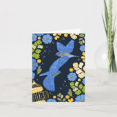 Carte Bluebirds et Blue Primroses Voeux blancs (Devant)