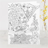 Carte Bluebirds et Hollyhock Color-It Yourself (Fleur jaune)