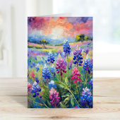 Carte Bluebonnets Art Floral Abstrait
