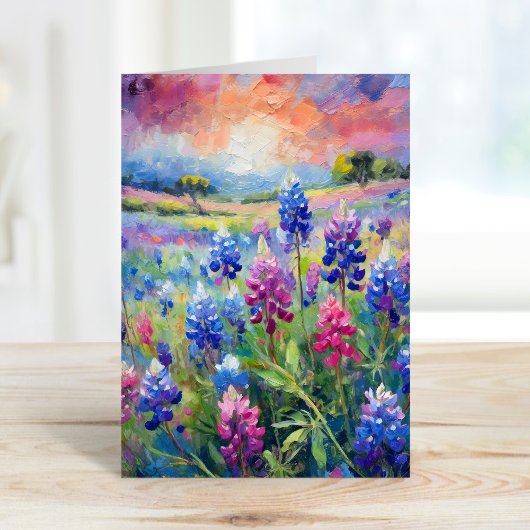 Carte Bluebonnets Art Floral Abstrait