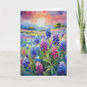 Carte Bluebonnets Art Floral Abstrait (Devant)