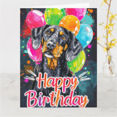 Carte Bluetick Coonhound avec des Ballons (Fleur jaune)