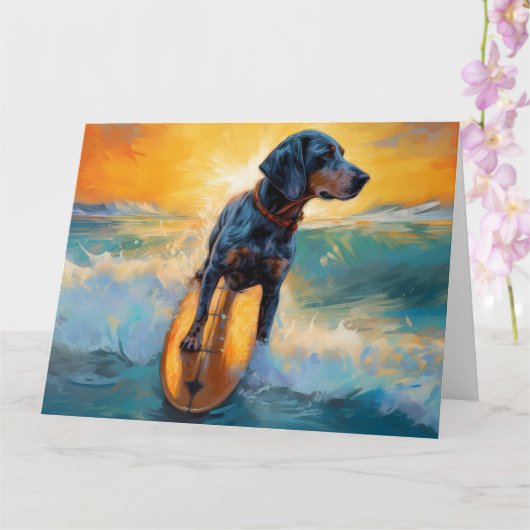 Carte Bluetick Coonhound Beach Plage Plage de surf Peint (Orchidée)